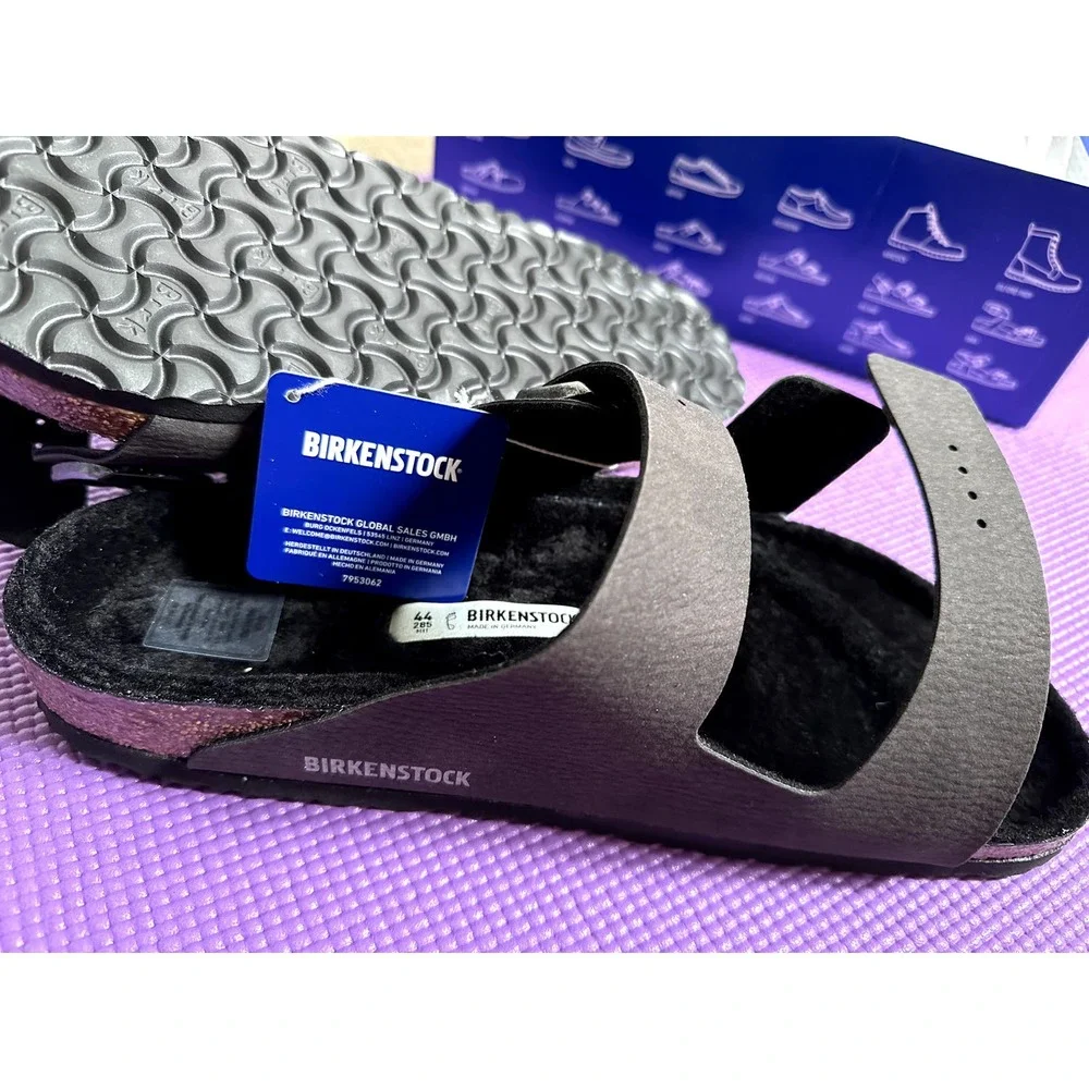 NWT BIRKENSTOCK Arizona Fur Shearling Black Sandals Size 11 Men Shoes